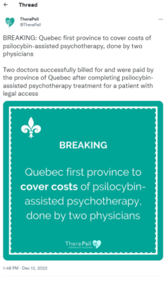 Quebec first Canadian province to cover costs of psilocybin therapy