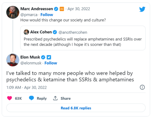 Elon Musk Excited Psychedelic Ceos with his tweet.