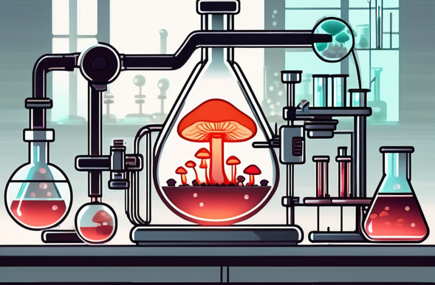 A laboratory setup with beakers