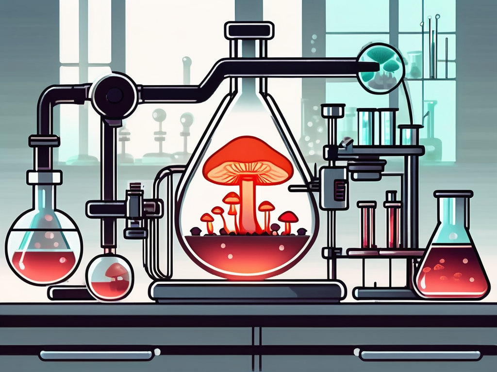 A laboratory setup with beakers